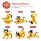 Yellow remote robot dog toy in multiple action poses