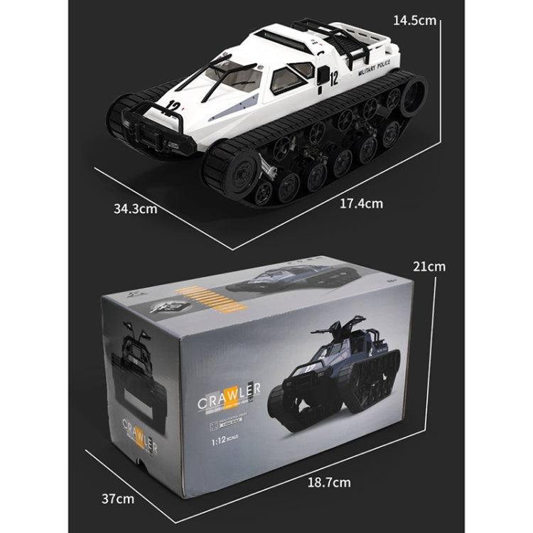 RC tank model retail box with size measurements and product image