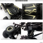 RC climbing truck details collage: front grille, side panel graphic, tires, suspension