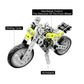 DIY stainless steel street motorcycle model with kickstand and lime green detailing