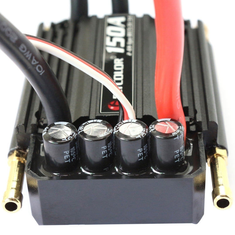 Black electronic speed controller with capacitors and red/white wire connectors