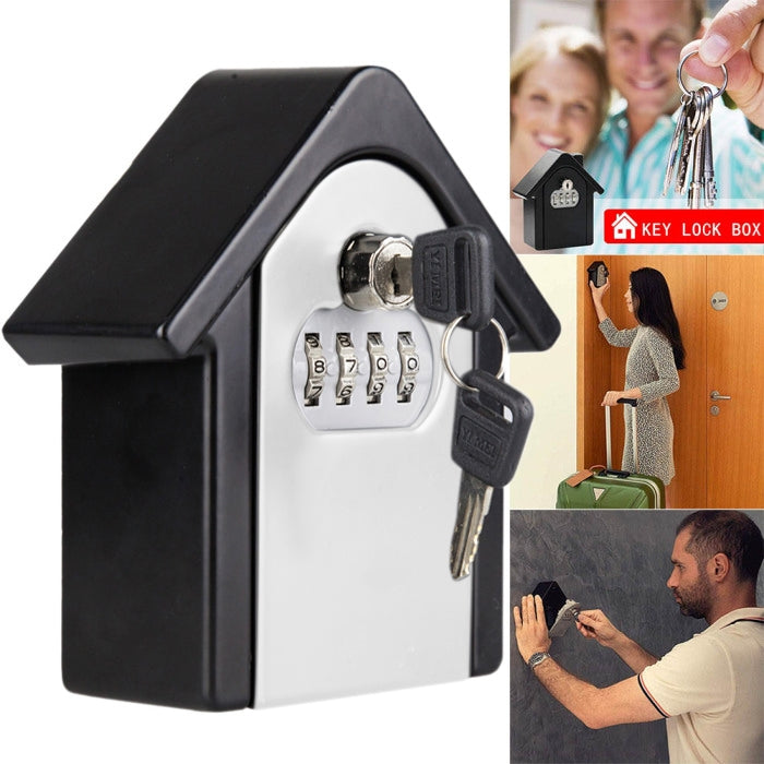 White hut-shaped key lock storage box with keypad and 1 key