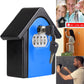 Blue hut-shaped key lock storage box with keypad and 1 key