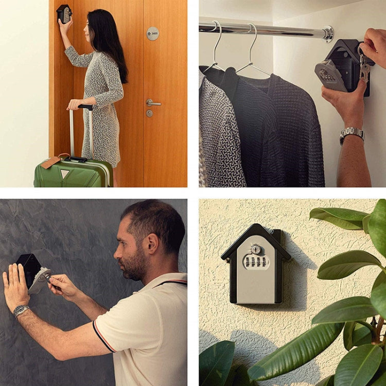 Green hut-shaped key lock storage box with keypad and 1 key