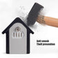Black and gray house-shaped key lock box with keypad and metal cylinder