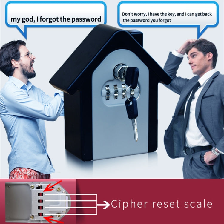 House-shaped key lock box with numbered keypad and hanging keys