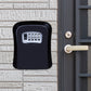 Dark grey password lock storage box with 4-number keypad, wall-mounted front view.