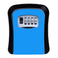 Blue password lock storage box with 4-number keypad, front close-up.