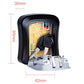 Black password lock storage box with combination keypad and key slot, side view.