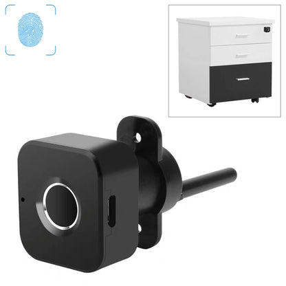 Black fingerprint smart lock cylinder with lever handle and circular sensor ring