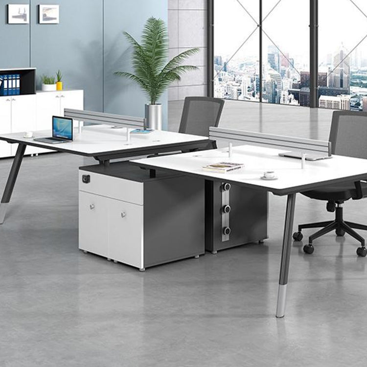 White office drawer cabinet with installed black fingerprint lock sensor on front