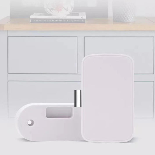 T1 APP smart invisible drawer lock, white module beside drawer handle