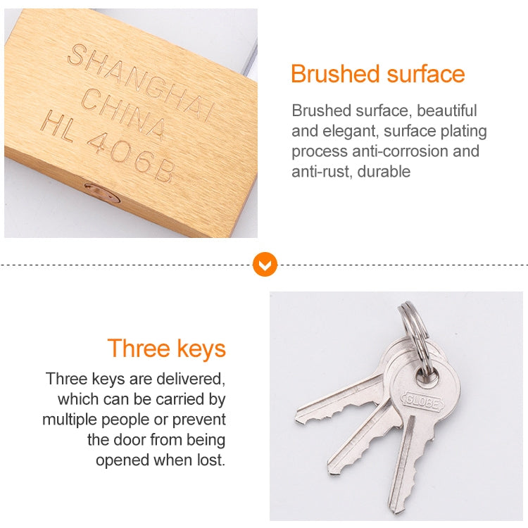 Copper padlock with brushed tan body and engraved markings, with three keys