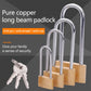 Group of long-beam copper padlocks with keys