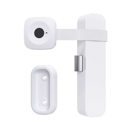 White smart fingerprint drawer cabinet lock with round sensor head and metal latch