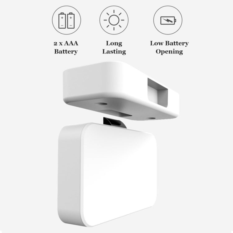 Invisible drawer lock with AAA battery indicators and low-battery opening feature