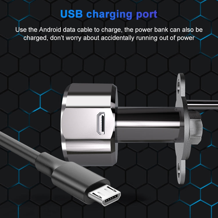 Smart lock USB charging port with connected cable and metal housing