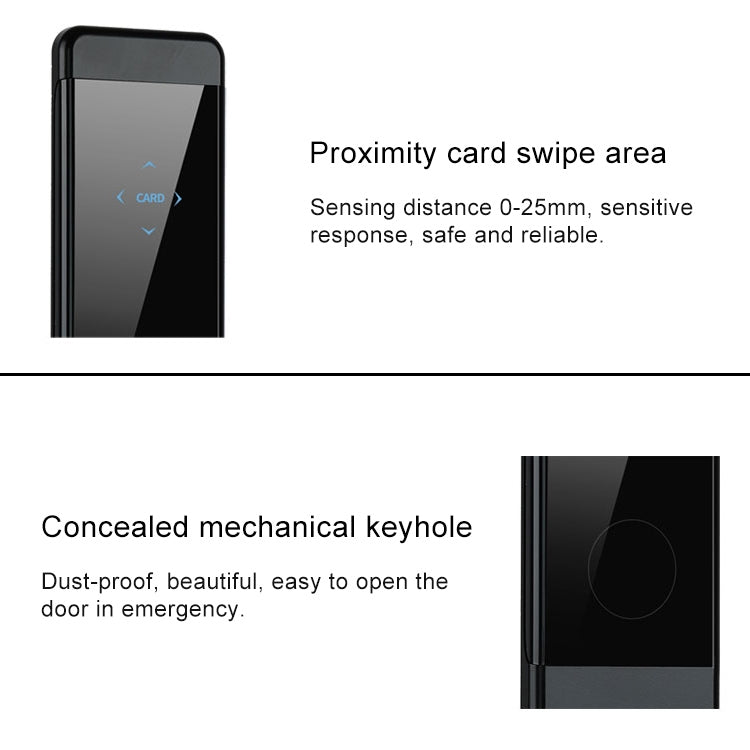Black electronic door lock panel showing card swipe indicator area