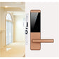Brown electronic door lock with card reader panel and horizontal lever handle