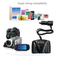 Car charger kit with black unit, cables, and cigarette plug for USB and sockets