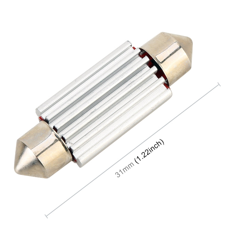 31mm LED festoon dome light with clear white LED bars and metal end caps