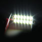 LED festoon dome light emitting bright white glow, metal end caps visible