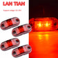 Set of red oval LED side marker lights with clear lens and two mounting holes.
