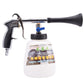 High pressure spray gun with trigger handle and white cleaning spray bottle