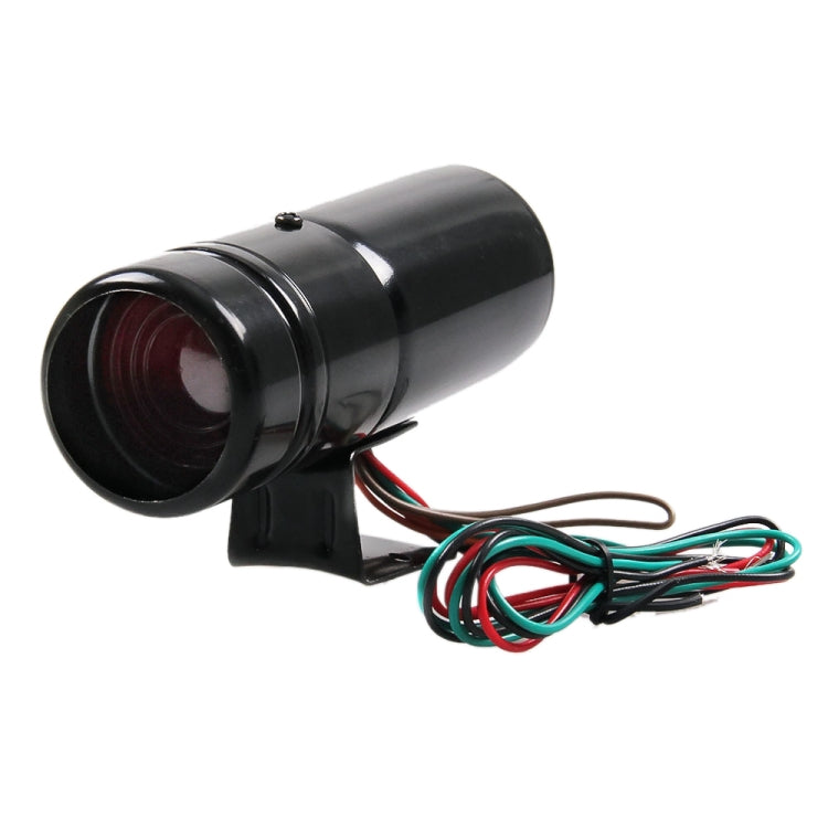 Black LED tachometer shift light with red lens and attached multi-color wiring harness