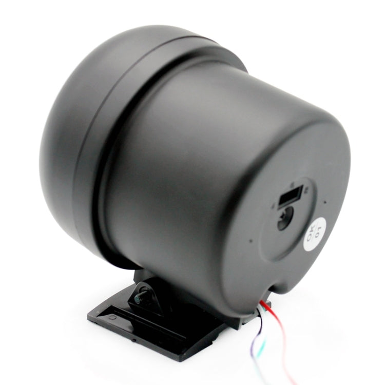 3.75-inch 12V car tachometer rear view with wiring port and black base mount