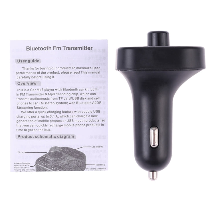 Car Bluetooth FM transmitter with plug tip and side indicator window