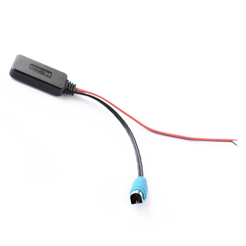 Car Bluetooth audio AUX adapter cable with black module and blue wire connector