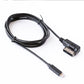 Black audio wiring harness cable with 8-pin interface plug and USB connector