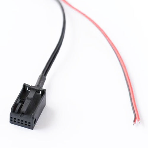 Car Bluetooth AUX audio adapter cable connector end, black plug with red and black wires