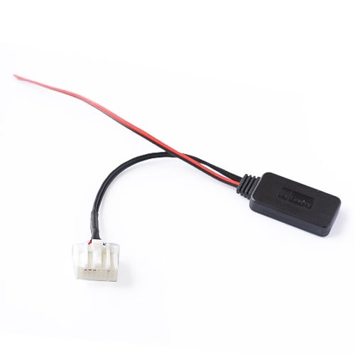 Car Bluetooth AUX audio adapter cable with black inline module and wire connectors