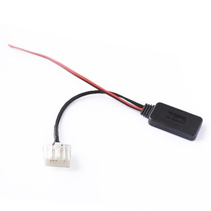 Car Bluetooth AUX audio adapter cable with black inline module and wire connectors