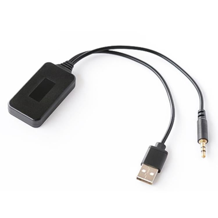 Wireless Bluetooth AUX adapter cable with USB and 3.5mm audio jack, black module
