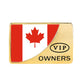 Gold Canada flag VIP owners metal sticker, rectangular with raised gold frame