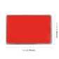 Rectangular metal sticker size 7cm x 4.7cm, red backing with silver edges