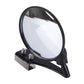 Black wide-angle vehicle observation mirror with clamp mount and round glass lens