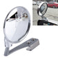 Silver wide-angle vehicle observation mirror with adjustable base clamp and round lens
