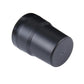 Dark plastic cylindrical trash bin for car storage, rounded end cap
