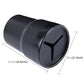 Dark cylindrical trash bin for car use, with dimensions markings on photo