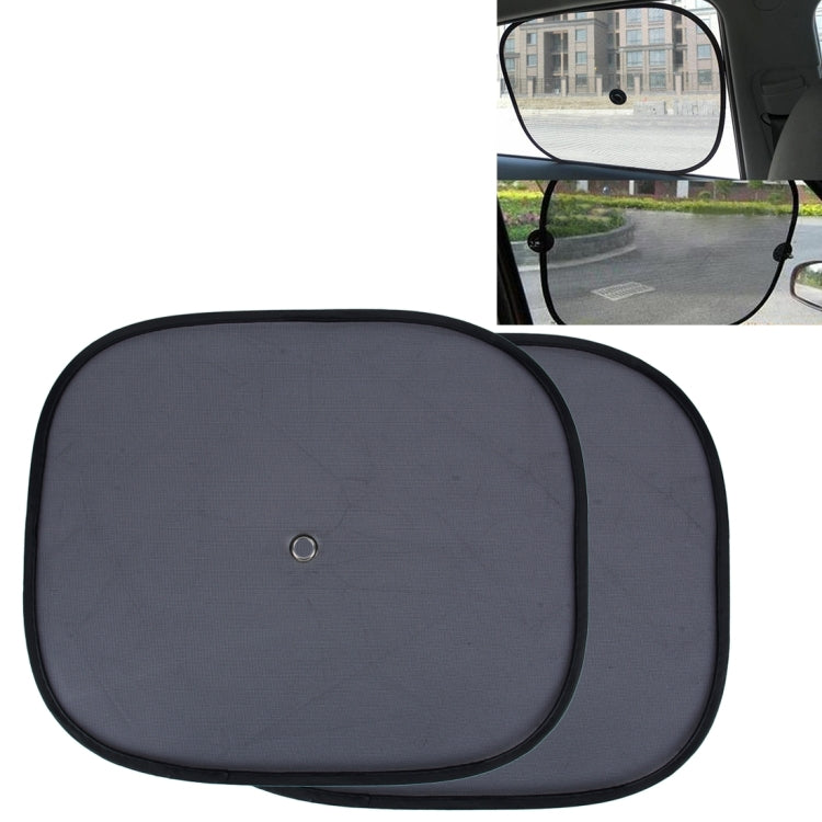 Set of two foldable car window shades, dark gray fabric with suction-cup attachment holes