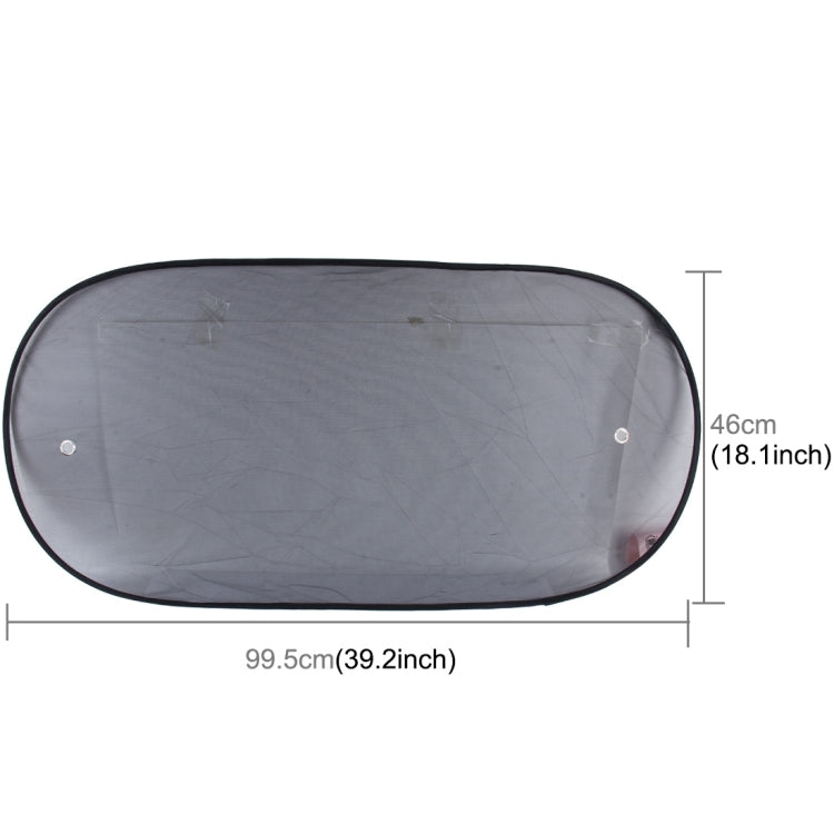 Oval car window shade, black border; size 99.5 x 46 cm shown