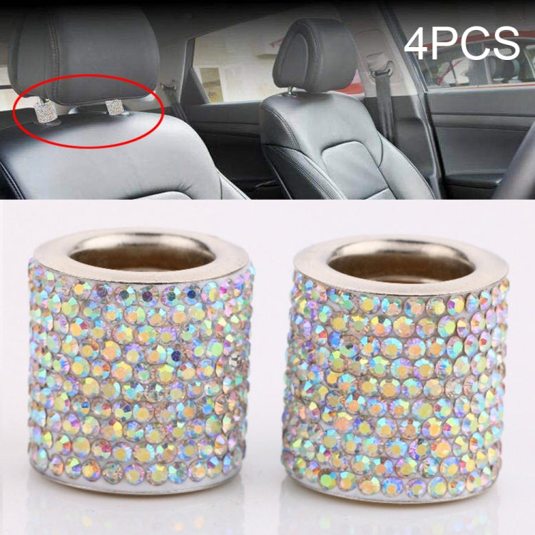 Rainbow iridescent rhinestone crystal cylinders with gold inner rings and silver rims