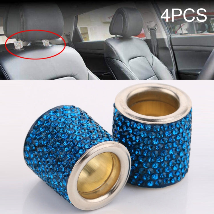 Set of dark blue rhinestone crystal cylinders with gold inner rings and silver rims