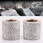 Car crystal headrest pillow ornament, silver rhinestone cylinder sleeves (2)