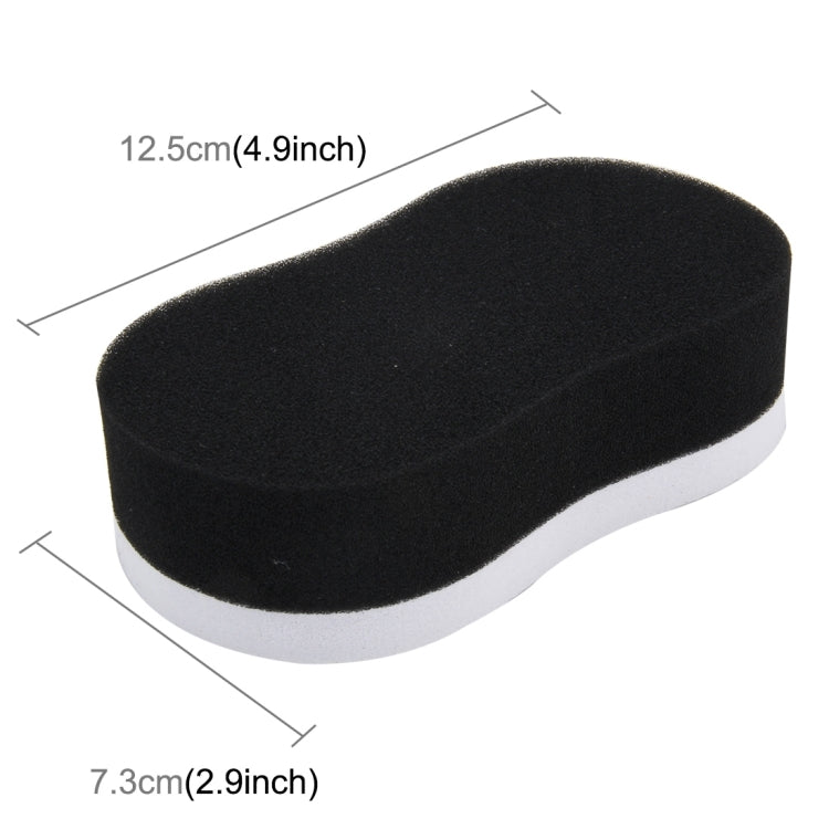 Car wax sponge, black-and-white curved shape, 12.5 x 7.3 cm