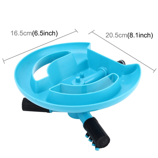 Blue rotating sprinkler base with central drive and black side water connector